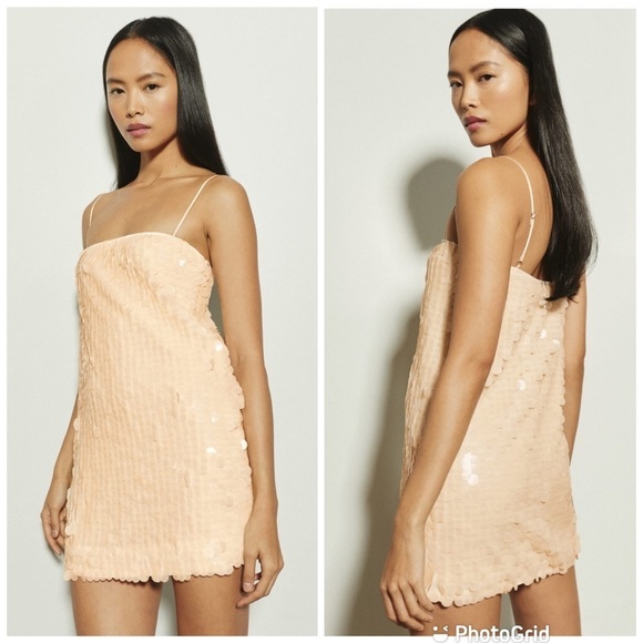Reformation Alisha Sequin Dress in Ivory Sequin